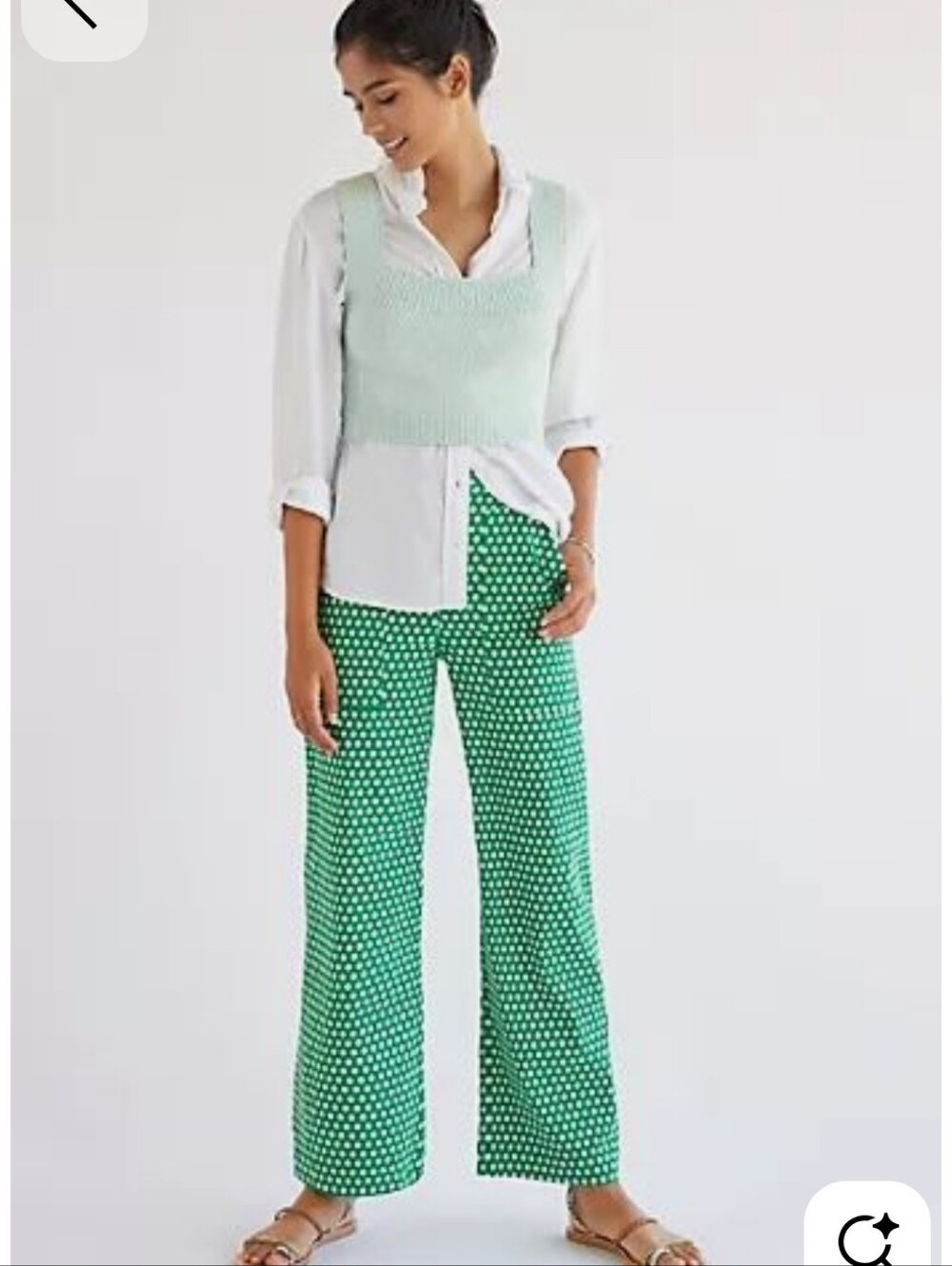 Anthropologie MAEVE Colette Green Polka Dot Wide-Leg Pants